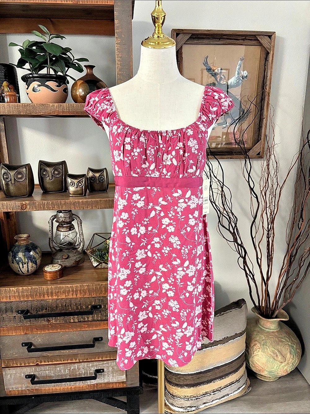 No Boundaries Babydoll Mini Floral Mini Dress in Pink NWT